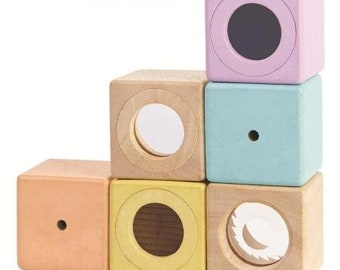 pastel wooden baby blocks