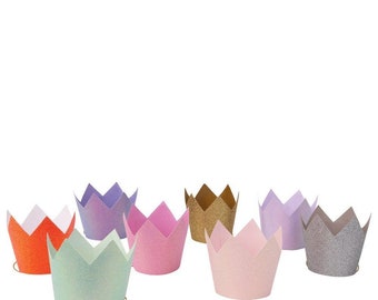 Meri Meri Magical Princess Party Hats Pink /& Neon Coral Tassels with Scallop Edge Pack of 8