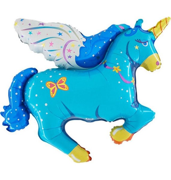 26 Blue Flying Unicorn Balloon