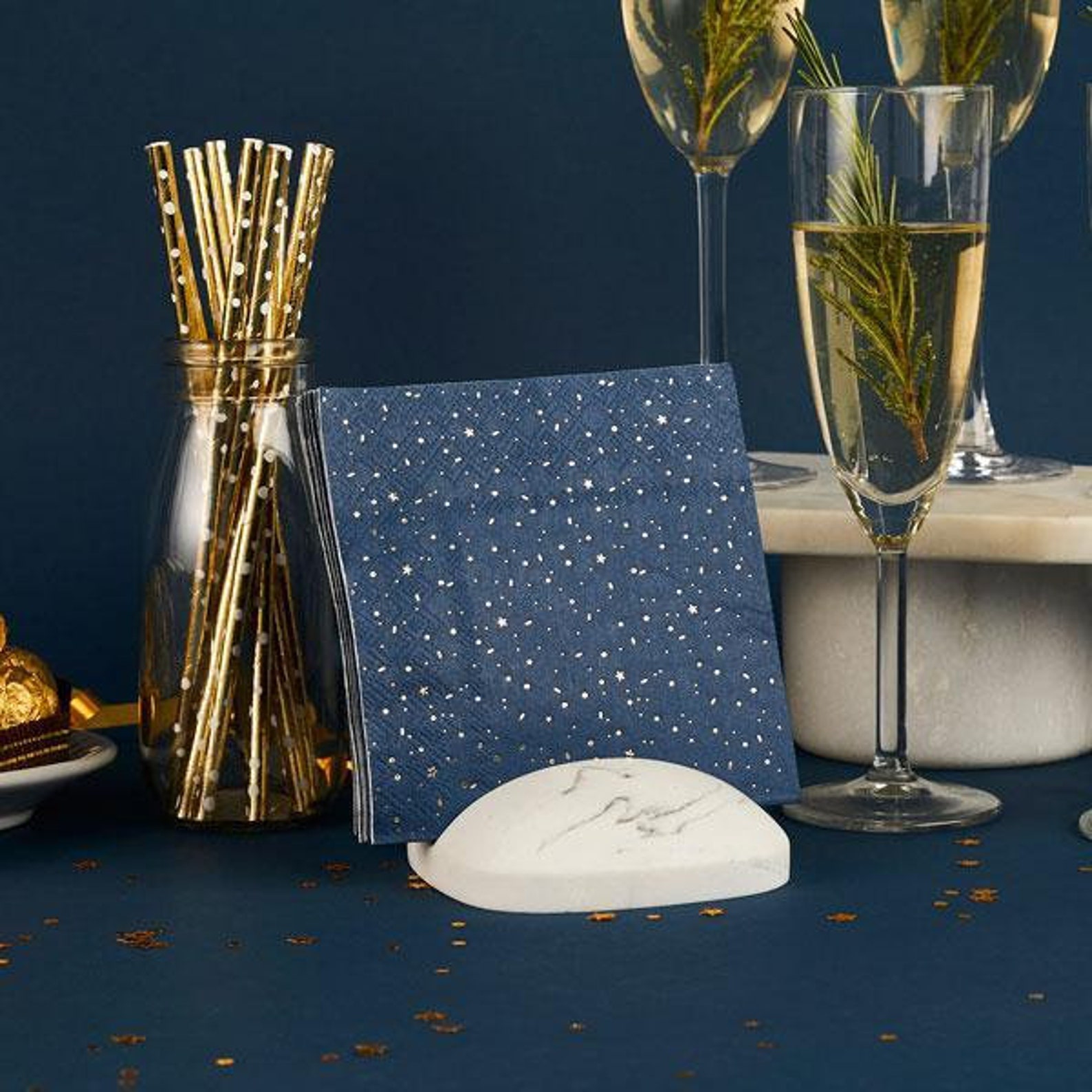 Navy and Gold Paper Napkins Etsy