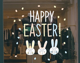 Easter Bunny Shop Window Decoration - Removable Retail Sign - Self Adhesive Removable Vinyl Sticker - Happy Easter Decoration - Window Decal