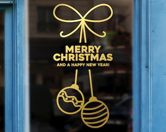 Merry Christmas Message Shop Window Decal - Removable Retail Display Vinyl - Seasonal Window Decor - Festive Season Sticker