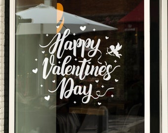 Happy Valentine's Day Window Vinyl Decal Sticker - Shop window announcement - happy valentine's day sticker - window decoration - cupid