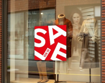 Sale Now On Square Shop Window Sign