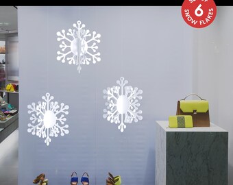 Reusable 3D Snowflakes - Set of 6, Holiday Snowflakes, Window Snowflakes, Xmas Window Decor, Reusable Snowflakes, Christmas Decorations