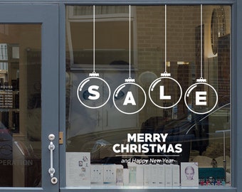 Christmas Sale Shop Window Decal, Shop Window Sale Sign, Clearance, Merry Christmas, Happy New Year, Window Sticker, Sale Sticker, Red Sale