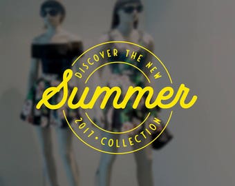 Discover the Summer Collection Window Sign - Removable Vinyl Decal - Seasonal Shop Window Sticker - Summer Window Cling - Retail Display