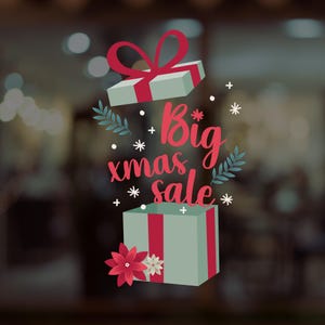 Christmas Sale Window Sign - Christmas Window Decal, Removable Window Vinyl Sign, Christmas Window Decoration, Seasonal Decor