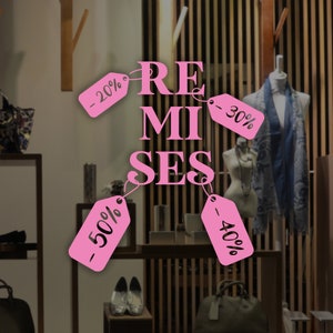 Remises - Frans raam verkoop sticker - verkoop raam teken - verwisselbare vinyl sticker - promotionele etalage sticker - Franse verkoop