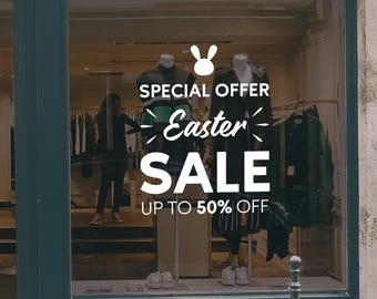 Special Offer - Easter Big Window Decal - Removable Window Vinyl - Shop Window Decal - Retail Window Sign - Easter Eggs Sticker - Sale Sign