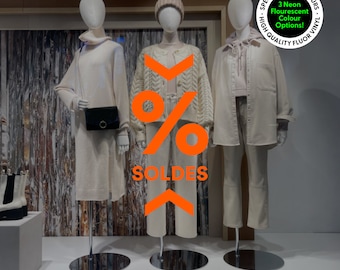 Soldes French Sale Shop Window Decal in Fluor