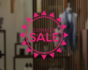 Summer Sale Sun Promotional Window Sign - Removable Vinyl Decal - Seasonal Shop Window Sticker - Summer Window Cling - Retail Display