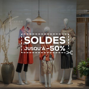 Soldes  - Customisable French Sale Window Sign - Removable Vinyl Decal - Promotional Shop Window Sticker - Retail Display Sale