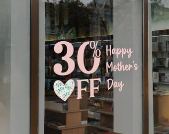Mother's Day Sale - Shop Window Decoration - Promotional Shop Window Sticker - Sale Window Sign - Retail Display Sale - Happy Mother's Day