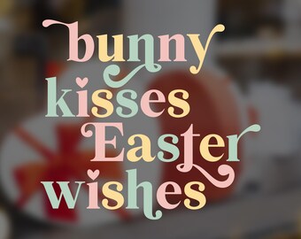 Easter Wishes Shop Window Decoration - Removable Retail Sign - Self Adhesive Removable Vinyl Sticker - Easter Eggs Decoration - Shop Sign