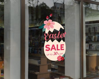 Easter Sale Shop Window Decoration - Removable Retail Sign - Shop Window Sale Sticker - Easter Eggs Decoration - Sale Shop Sign