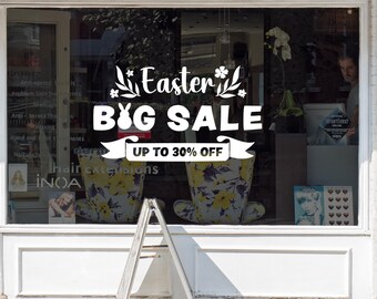 Easter Big Sale Window Decal - Removable Window Vinyl - Easter Shop Window Decal - Retail Window Sign - Easter Eggs Sticker - Sale Sign