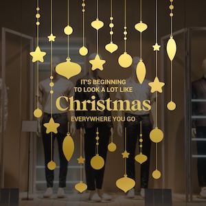 Cartello per vetrina del negozio di canzoni di Natale - Vinile rimovibile per esposizione al dettaglio - Decorazione stagionale - Adesivo festivo - Adesivo natalizio immagine 3