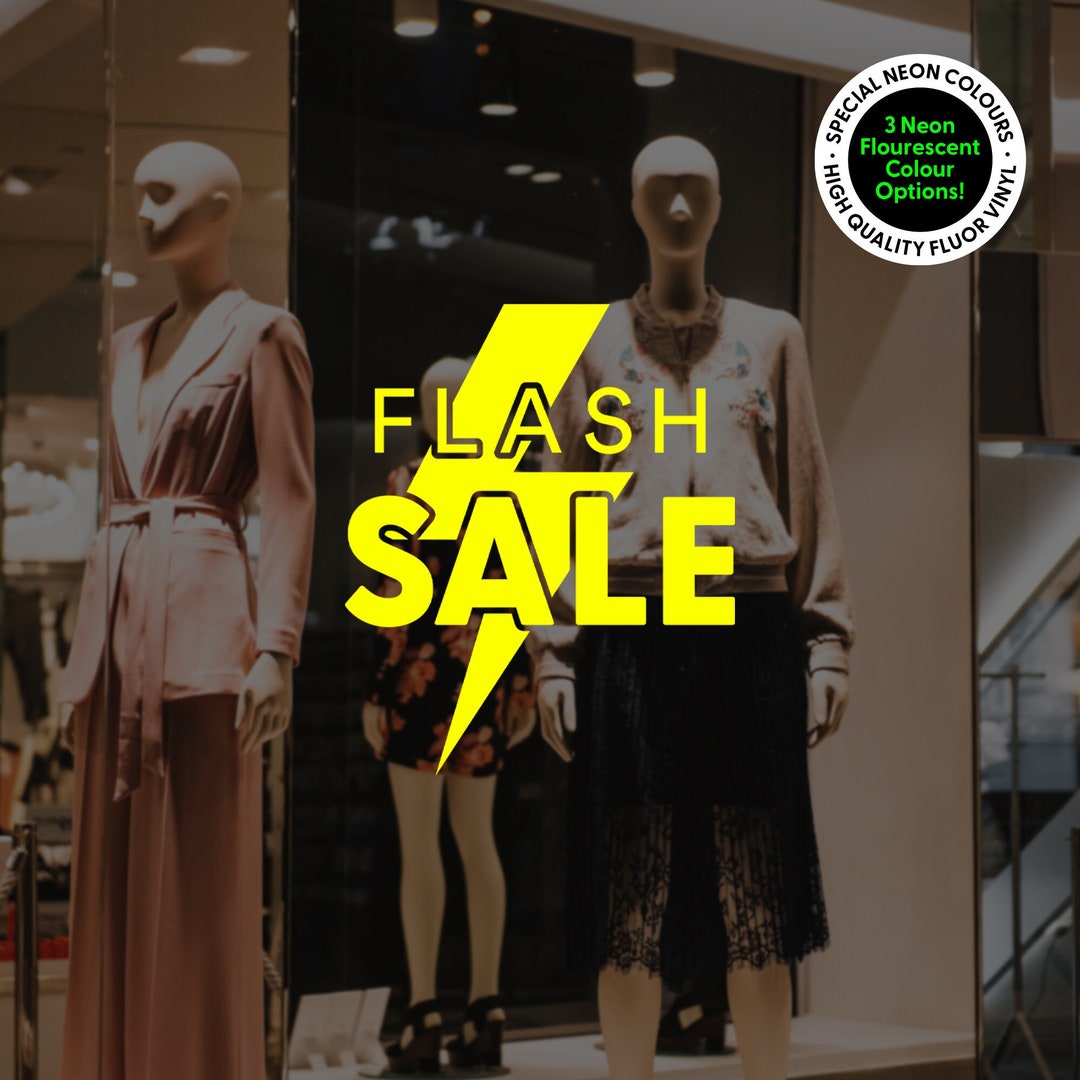 Flash Sale Shop Window Sticker Fluorescent Shop Window Decal Removable Retail Sign Neon Colours