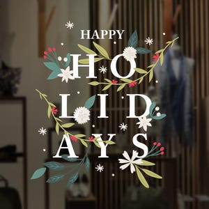 Holidays Window Sign - Christmas Window Decal, Removable Window Vinyl Sign, Christmas Window Decoration, Seasonal Decor
