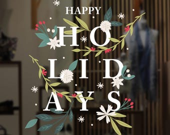 Holidays Window Sign - Christmas Window Decal, Removable Window Vinyl Sign, Christmas Window Decoration, Seasonal Decor