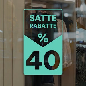 Satte Rabatte - Customisable German Sale Window Sign - Removable Vinyl Decal - Promotional Shop Window Sticker - Retail Display Sale
