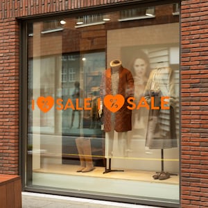 Set of 2 I Heart Sale Window Signs - Removable Vinyl Decal - Promotional Shop Window Sticker - Sale Window Sticker - Retail Display Sale