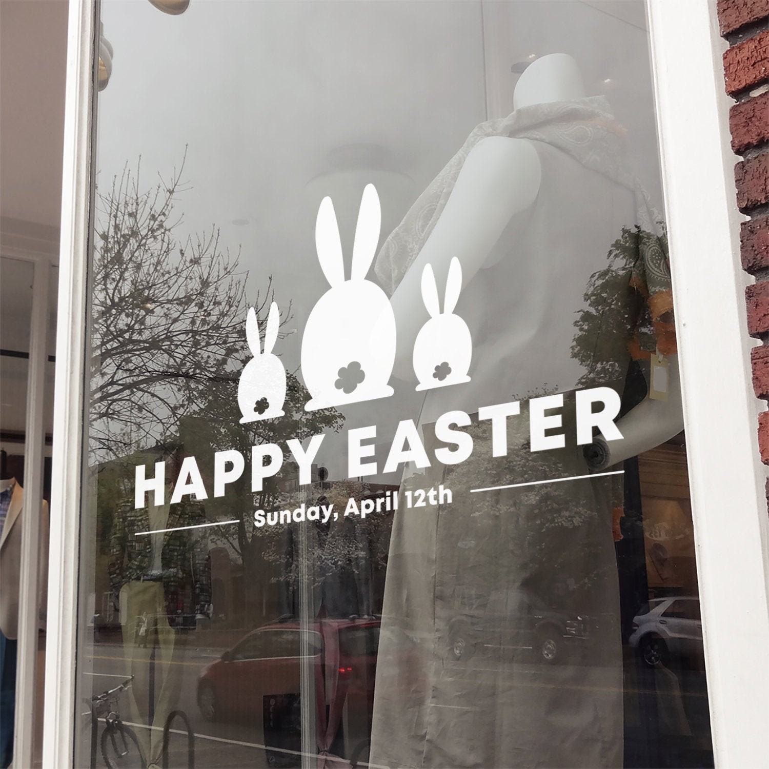 Happy Easter Day Window Decal Removable Retail Display Vinyl Easter