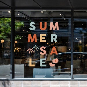 Tropical Summer Sale Shop Window Sign - Removable Vinyl Decal - Sale Vinyl Sticker - Sale Window Sticker - Promotion Retail Display