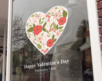 Valentine's Day Flower Heart - Valentine's Day Shop Window Vinyl Sticker - Valentine's Day Window Display - Floral Heart
