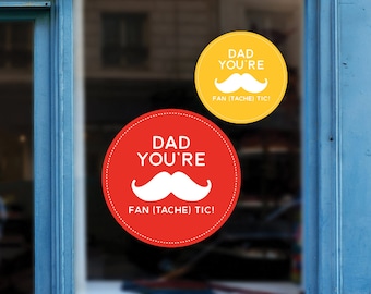 Funny Father's Day Moustache Window Vinyl - Reusable Window Vinyl Decal - Shop Window Sticker - Father's Day Removable Window Sign