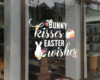 Happy Easter Shop Window Decoration - Removable Retail Sign - Self Adhesive Removable Vinyl Sticker - Easter Eggs Decoration - Shop Sign