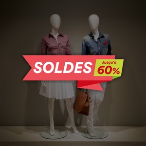 Soldes French Customisable Sale Shop Window Sign - Removable Vinyl Decal - Sale Shop Window Vinyl Sticker - Sale Window Sticker