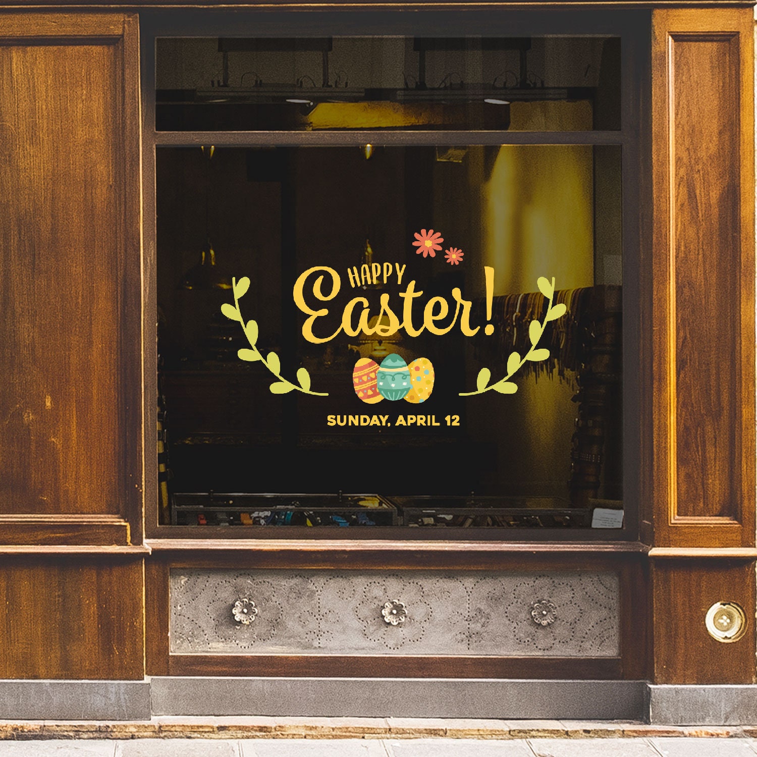 Happy Easter Shop Window Decoration Removable Retail Sign Self