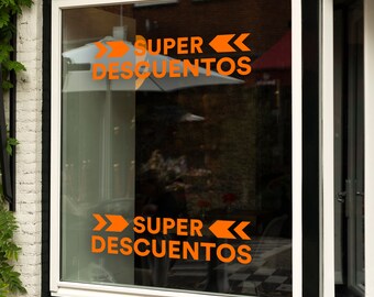 Super Descuentos - Set of 2 Spanish Window Sale Signs