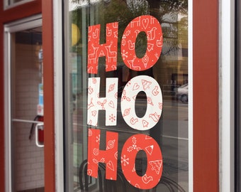 Ho Ho Ho - Christmas Window Decal, Removable Window Vinyl Sign, Christmas Window Decoration, Seasonal Decor