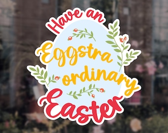 Happy Easter Shop Window Decoration - Removable Retail Sign - Self Adhesive Removable Vinyl Sticker - Easter Bunny Decoration - Shop Sign