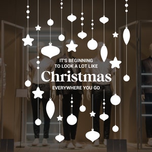 Cartello per vetrina del negozio di canzoni di Natale - Vinile rimovibile per esposizione al dettaglio - Decorazione stagionale - Adesivo festivo - Adesivo natalizio immagine 2