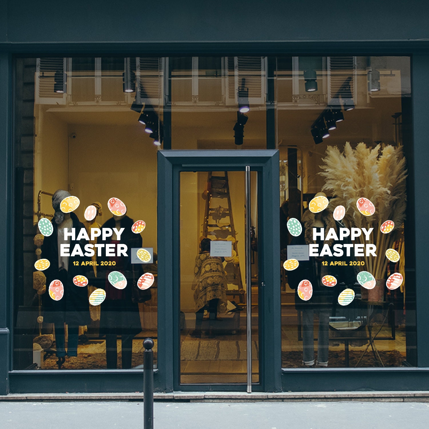 Happy Easter Shop Window Decoration Removable Retail Sign Self