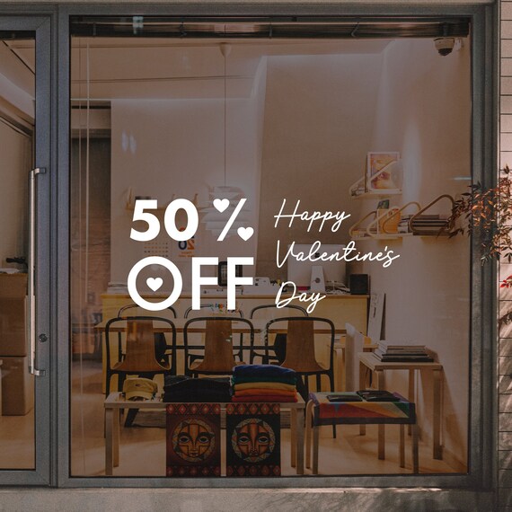 バレンタインデーセールウィンドウビニールデカールステッカー  