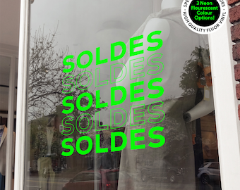 Soldes French Sale Window Decal in Fluor