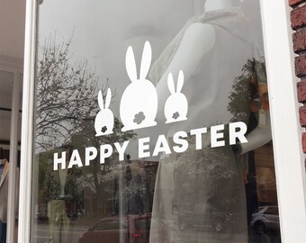 Happy Easter Day Window Decal - Removable Retail Display Vinyl - Easter Shop Window Decal - Retail Window Sign - Easter Bunny Sticker