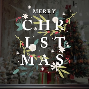 Christmas Window Sign - Christmas Window Decal, Removable Window Vinyl Sign, Christmas Window Decoration, Seasonal Decor