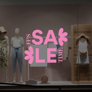 It&#39;s Sale Time - Floral Sale Window Sign - Removable Vinyl Decal - Promotional Shop Window Sticker - Sale Window Sticker - Retail Display