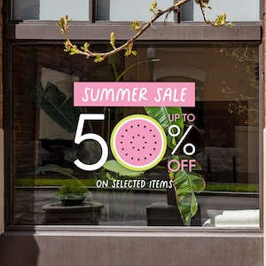 Summer Sale Shop Window Sign - Removable Vinyl Decal - Sale Shop Window Vinyl Sticker - Sale Window Sticker - Promotion Retail Display