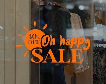 Oh Happy Sale - Personalised Summer Sale Window Decal