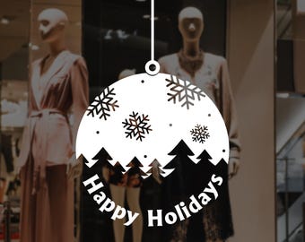 Christmas Window, Wall Vinyl Decal, Shop Retail Window Display, Merry Christmas Decal, Season's Greetings, Seasonal Window Decoration