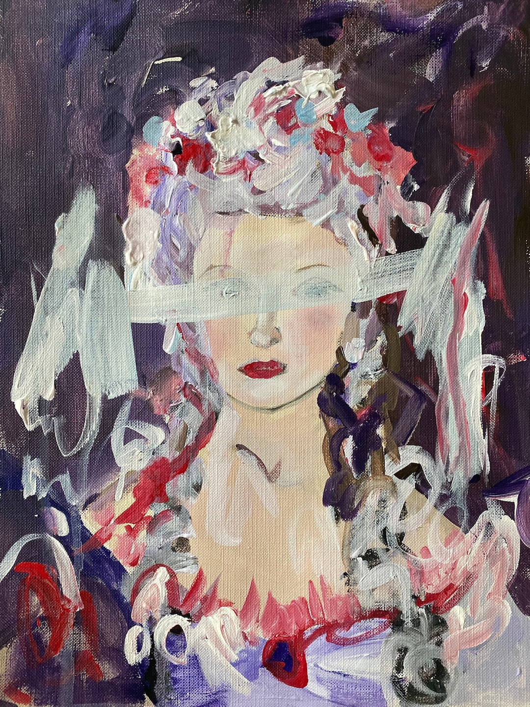 Original Abstract Acrylic Painting on Canvas Paper 9X12 (or 11X14 With