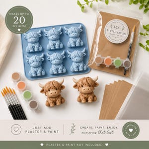 Highland Cow DIY Craft Kit | Paint Kit Supplies for 20 | Silicone Mold Bundle | Birthday Party, Team Building & Classroom Crafts