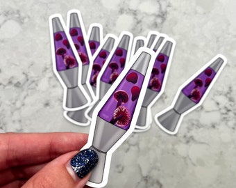 Purple Lava Lamp Mushroom Sticker: Waterproof Vinyl Decal
